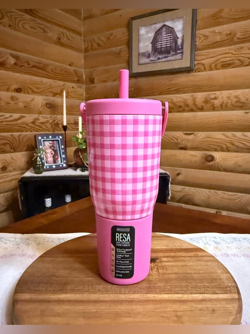 PINK GINGHAM Brumate + Madi Nelson Lmtd Ed 35oz Resa LEAKPROOF Straw Tumbler